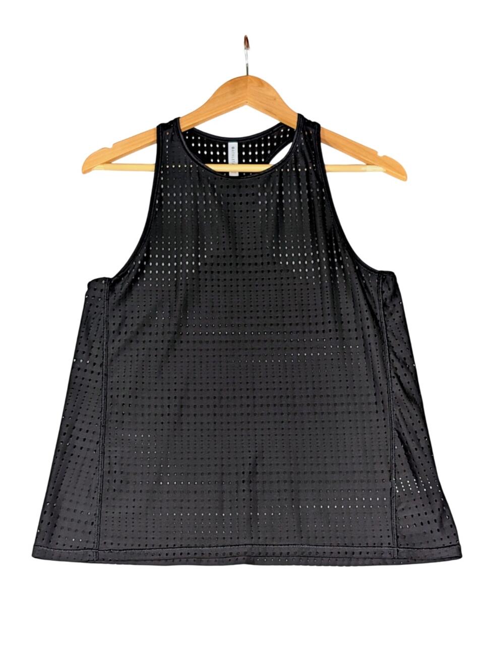 Athleta Womens A Game Performance Mesh Tank Top Black Racerback Small Retro 80s